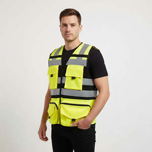 Chaleco de Seguridad de Malla de Poliéster de Alta Visibilidad con Logotipo Personalizado, Impermeable, con Luz LED Intermitente para Trabajadores de la Construcción - Product Image 1