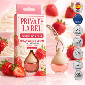 Désodorisant pour voiture à la fraise et à la crème, marque privée, 6 ml, OEM |   Parfum de voiture sans alcool |   Espagne UE - Product Image 1