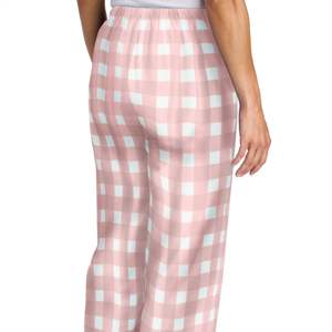 Pantalon de pyjama en flanelle rose clair pour femmes-Bas de nuit chaud avec taille élastique, idéal pour se prélasser rt - Product Image 6