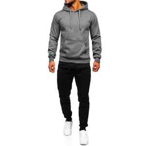 Chándal apilado ajustado personalizado de alta calidad para hombre, Sudadera con capucha de Calavera, conjunto de dos piezas en capas, conjuntos de pantalones apilados de invierno, chándales - Product Image 1