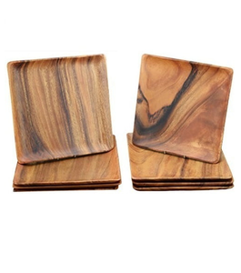 Assiette de présentation en bois d'acacia de haute qualité Assiette de vaisselle de taille moderne de forme arrondie et 2 Offre Spéciale de pièces design - Product Image 6