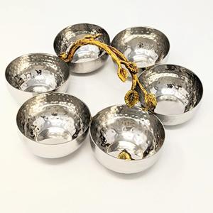 Seis cuencos decorativos de acero inoxidable para juntas con mango floral dorado a granel para la decoración del hogar y el restaurante Vendedor superior - Product Image 1