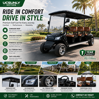 Voiturette de golf électrique 6 places UCJD-DH-15, luxe, pour parcours de golf, hôtel, usage commercial et touristique.