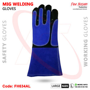 Gant de sécurité en cuir fendu à motif long résistant à la chaleur de qualité supérieure Gants en cuir de vachette Gants en cuir - Product Image 4