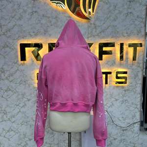 Sudadera con Capucha y Cremallera de Diseño Personalizado de Alta Calidad, Chaqueta con Cremallera y Pedrería, Lavado Ácido, Estilo Vintage, Sudadera de Forro Polar para Hombre, Ropa Urbana - Product Image 4