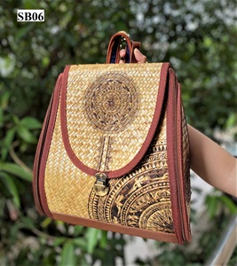 Sac fourre-tout carré décontracté en paille naturelle, tissé, avec poignée annulaire, ouverture supérieure, réutilisable, pour le shopping et les voyages, sac à bandoulière circulaire - Product Image 3
