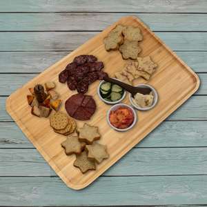 Plateau de service en bambou en bois de couleur bois antique ensemble de 2 meilleurs produits de qualité - Product Image 2