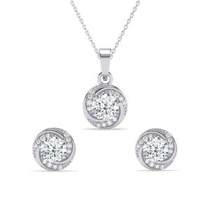 Juego de Joyería Nupcial de Diseño Renzo Plateado, Clásico con Perlas y Diamantes de Imitación, con Cristales y Diamantes para Bodas y Fiestas - Product Image 1