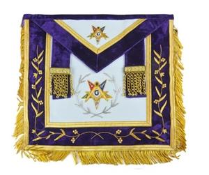 Tablier maçonnique léger en cuir d'agneau brodé à la main, personnalisé en gros, pour l'Ordre de l'Étoile de l'Orient (OES), Régalia maçonnique - Product Image 4