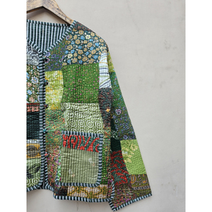 Handmade Vintage Organic Cotton Regular <b>Jacket</b> <b>Women</b> Breathable Quilted Stripe Decoration Soft Durable Winter Printed Techniques - Product Image 3