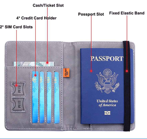 Portefeuille de voyage en cuir Crazy Horse mince à la mode usage quotidien portefeuille de passeport RFID fermeture ouverte fente pour carte de crédit courte longueur - Product Image 4
