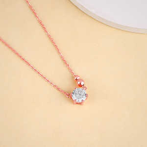 Jovial สร้อยคอสีโรสโกลด์กล่องโซ่ลายดอกไม้เพทายเพชรมุกหินหลักสไตล์คลาสสิกอินเทรนด์ชุบทอง - Product Image 5