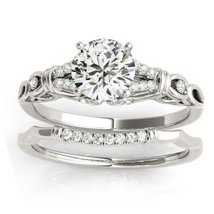 Ensemble de mariage de style antique avec zircon et perle 0,18 ct plaqué or blanc platine pour les fêtes élégant et luxueux - Product Image 4