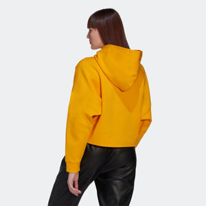 Pull ample à capuche 66% coton 34% Polyester recyclé, entretoise douce, poche kangourou, or pour femmes - Product Image 2