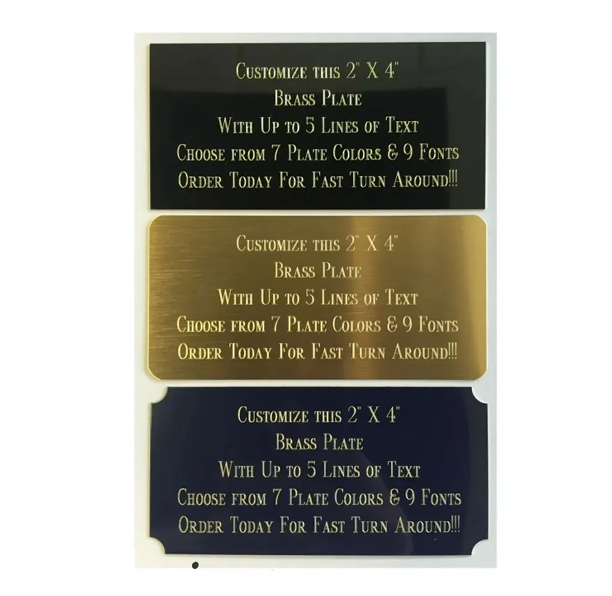 Custom Engraved Plate BRASS 2"x4" Name Plate Plaque Art Label Tag Gift Trophy Trophy Engraving Plates Name Plaques ENGRAVED