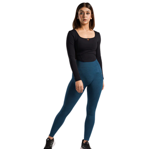 Leggings de yoga fitness côtelés pour femmes de qualité supérieure, leggings en maille sans couture avec fesses galbées, logo d'entreprise personnalisable - Product Image 3