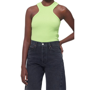 Canotta da donna Agolde in cotone organico, taglia Small, colore Fuji, in tessuto a maglia traspirante ed elasticizzato, con colletto a fiocco, per uso in palestra, personalizzabile - Product Image 1