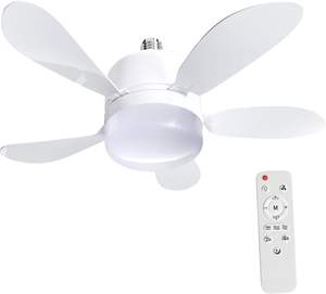 Ventilador de Techo con Bombillas LED E27 de 21W, 6 Aspas, Control Remoto, Motor DC, Diseño Moderno, Funcionamiento Silencioso, Brillo y Temperatura de Color Ajustables - Product Image 1