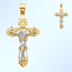 New Fashionable 14k Two Tone <b>Gold</b> and Silver Plated Christian Jesus <b>Crucifix</b> Cross Charm Unisex <b>Pendant</b> Jewelry - Product Image 5