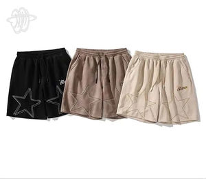 Pantalones Cortos Vintage para Hombre, 100% Algodón, Gruesos, Desgastados, Bordados, con Serigrafía, Corte y Costura Personalizados, ODM OEM - Product Image 2