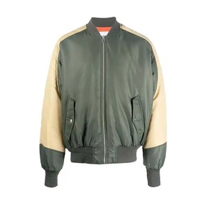 Jaket Bomber kulit untuk pria, jaket Bomber Satin bisnis kustom warna polos musim semi musim gugur, jaket Bomber kulit untuk pria