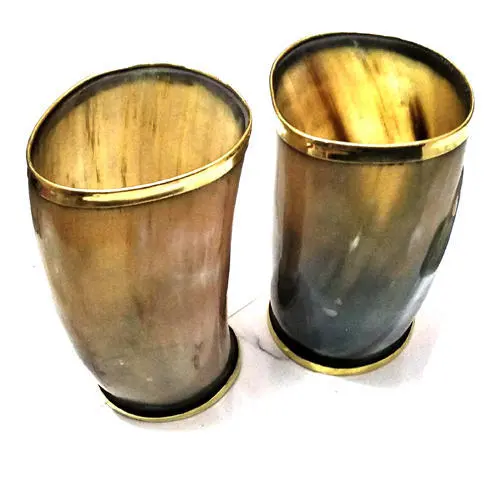 Bicchiere in corno bicchiere potabile bicchiere in vetro naturale di alta qualità personalizzato Buffalo corno naturale birra bere corno di vetro