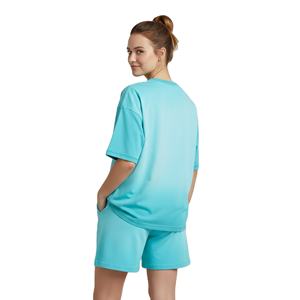 Ensemble décontracté d'été 2 pièces en coton 100% pour femme : T-shirt et short, personnalisable avec logos imprimés, broderies unies, haute qualité - Product Image 3