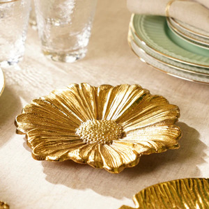 Elegant Gold Floral <b>Platter</b> Luxury Design for Serving and Display Handcrafted Gold Serving <b>Platter</b> - Product Image 2