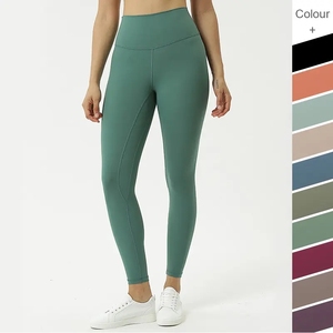 Leggings de yoga de compression taille haute vert uni pantalon de gymnastique pour dames de fitness leggings d'entraînement de gymnastique personnalisés OEM - Product Image 1
