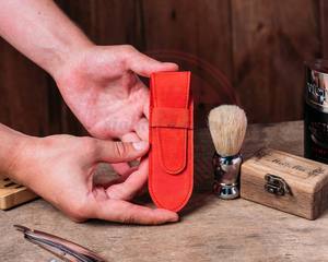 Housse de rasoir en cuir personnalisée pour un usage quotidien \ Étui de rasoir en cuir fait main de qualité supérieure à vendre - Product Image 6