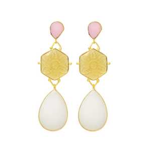 New Arrival Multicolor Gemstone <b>Gold</b> Plated <b>Dangle</b> <b>Earring</b> For Woman And Girls Trending <b>Earring</b> Unique Design <b>Earring</b> For Party - Product Image 1
