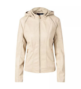 Veste en cuir véritable pour femme, coupe classique, élégante, douce et confortable, manteau tendance pour l'hiver, doublure en coton respirante - Product Image 1