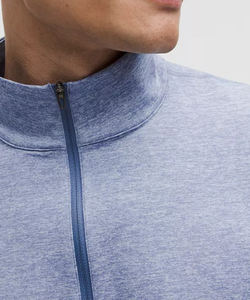 Premium Quality Elastic Cuffs Crewneck Quarter Zipper Sweatshirt For Men Winter Special Modern Fit Lightweight Men Sweatshirt - Product Image 4