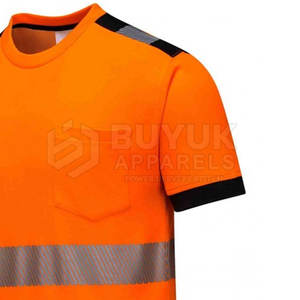 Camiseta reflectante de manga corta de alta visibilidad de secado rápido para trabajo en almacén, camiseta de seguridad de manga corta de alta visibilidad - Product Image 6