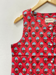 Camisetas sin Mangas de Algodón con Estampado Floral Ecológicas para Mujer, Estilo Japonés, Ligeras, con Botones Delanteros, Casuales para el Día a Día - Product Image 5