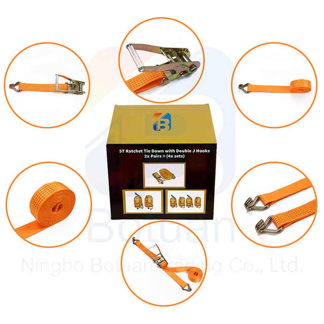 Cargo Lashing Ratchet Tie Down Strap 5 Ton 10M 2 Ratchet Straps Heavy Duty 50Mm X 10M Rachet Tie Down Ratchet Strap