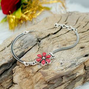 Pulsera fina de Plata de Ley 925 hecha a mano con piedras preciosas de coral natural Artículo de regalo para mujeres y niñas - Product Image 4