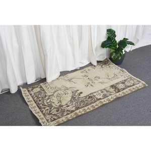 Alfombra de lana marrón Beige bohemio clásica, 2x3,5 pies, estilo turco, respaldo de látex, alfombra para sala de estar, Patchwork, rectángulo a rayas - Product Image 3