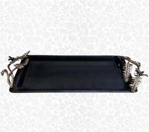 Plateau de service rectangulaire en laiton en forme de fleur de romarin, vente en gros pour la maison, décoration d'hôtel, restaurant, bar, ustensiles de cuisine, décoration de table - Product Image 5