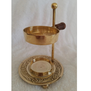 El mejor precio al por mayor, soporte de incienso de latón puro, cuenco ajustable, quemador de incienso, perilla de madera, perfecto para oración, meditación, relajación - Product Image 3