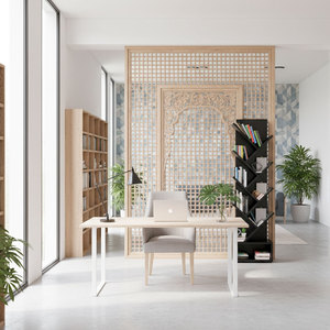 Estantería Moderna Blanca de Plástico/Metal con Diseño de Ramas de Bambú para Sala de Estar/Oficina KS68048 Tipo Vertical - Product Image 3