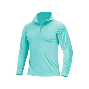 T-shirt à manches longues pour homme, coupe ajustée, en spandex/polyester, de haute qualité, avec logo personnalisé, tissu tricoté rayé décontracté pour l'extérieur - Product Image 1