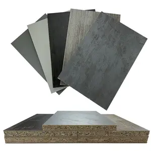 Customized Design Flakeboards 12mm 15mm 18mm E1 E2 P2 Glue Melamine Plain Veneer Wood Grain Solid Color Particle Board