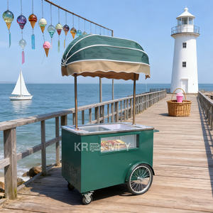 Gelato Push Mobile Street Food Cart Ice Cream <b>Display</b> <b>Case</b> Outdoor Ice Cream Food Truck Push Cart - Product Image 4