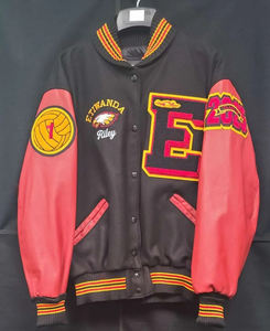 Blousons universitaires personnalisés d'hiver brodés, avec devant uni, corps en laine violette de qualité supérieure et manches en cuir blanc. - Product Image 5