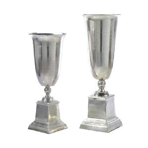 Florero decorativo de aluminio para boda, centro de mesa de metal y plata, Base cuadrada, jarrones de urna para decoración de flores de jardín de Navidad - Product Image 1