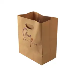 Affordable Price Kraft Color D-Cut Handle Paper Bag 28X28+15CM Disposable Business & Shopping Paper Bag Custom Logo Printing