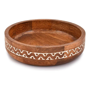 Nouveau produit bol de service à salade en bois personnalisé prix abordable bol de service à fruits en bois meilleur design bol à salade en bois de forme ronde - Product Image 2