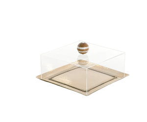 Plateau à chocolat carré en or simple au design martelé parfait pour servir des chocolats, des desserts et des petites friandises à la maison - Product Image 3