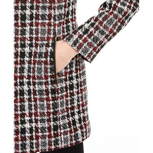 Giacca Bomber Reversibile in Tweed e Camoscio a Quadri da Donna Calvin Klein, Doppiopetto, Lunghezza Corta, Taglia XL - Rossa per l'Autunno - Product Image 3